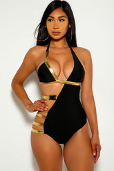 Black Gold Strappy Monokini Areous